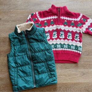 🎄 HP!! 🥳 HOLIDAY BUNDLE • Children's Place | Snowman Sweater & Green Vest